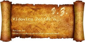 Vidovics Zoltán névjegykártya