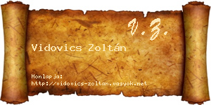 Vidovics Zoltán névjegykártya